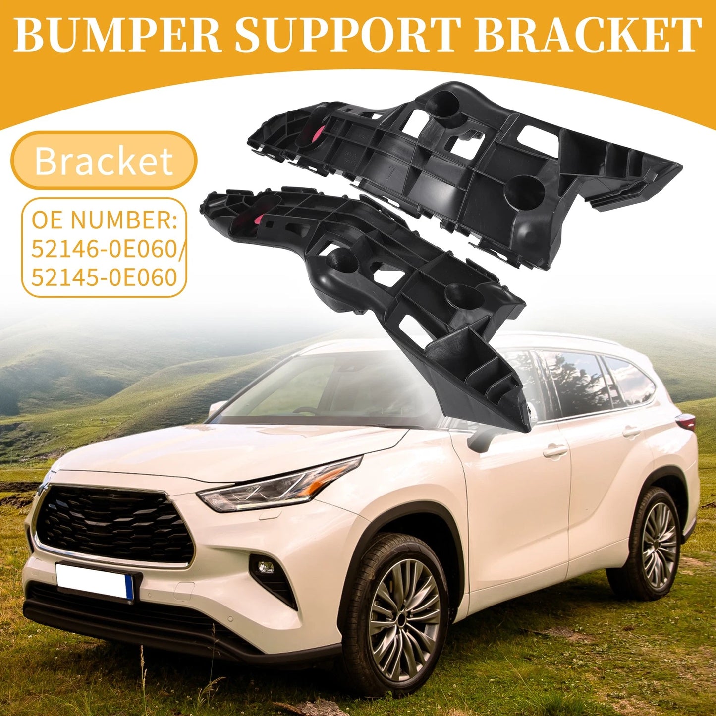 LH/RH Side Front Bumper Bracket 1 Pair for Toyota Highlander (2014–2016)