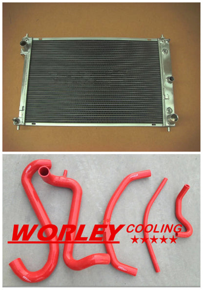 Aluminum Radiator + Red Silicone Hoses for Ford AU Falcon 4.9L V8 (98-02)