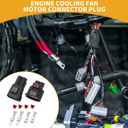 2 x Pin Engine Cooling Fan Motor Connector Plug for Ford