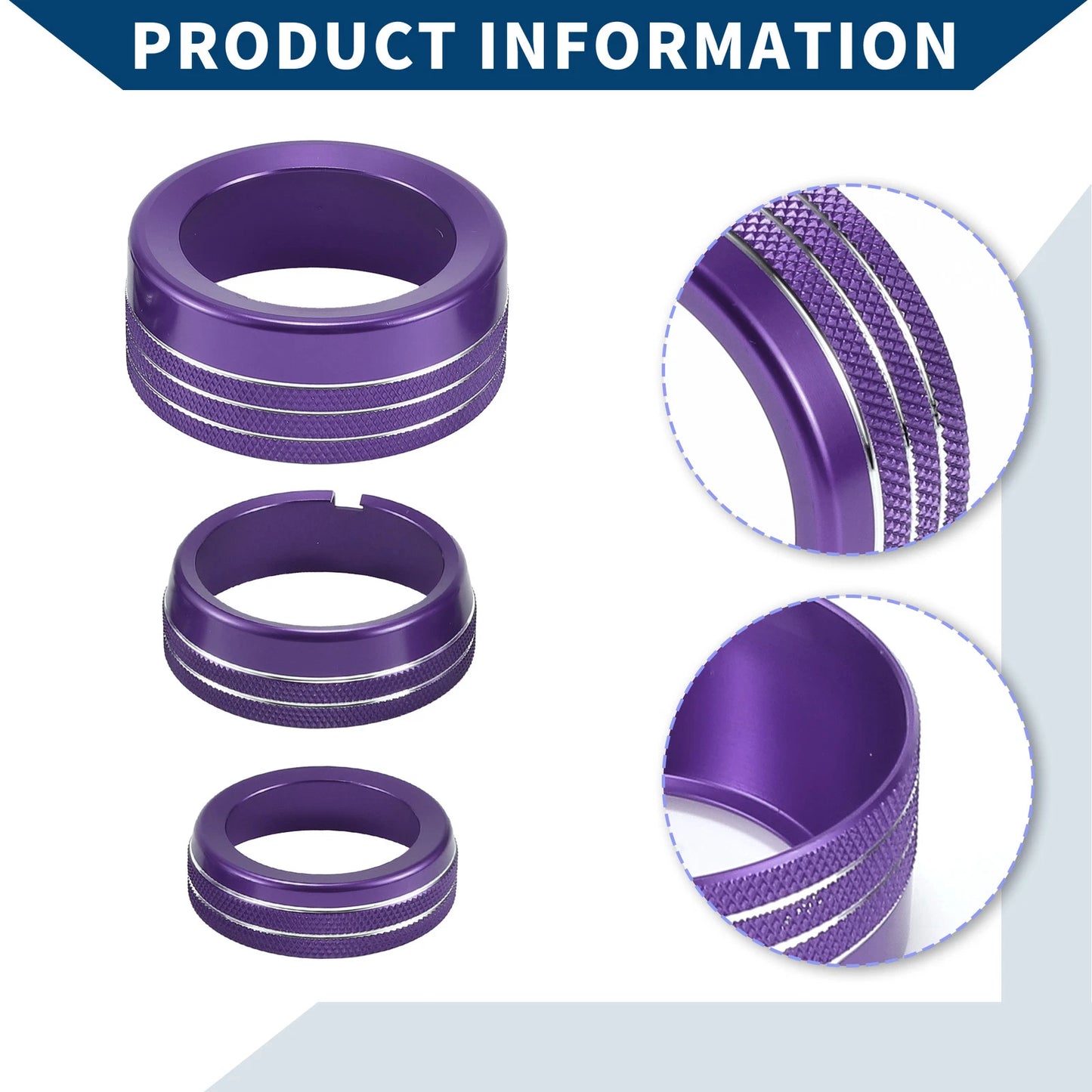 AC Gear Shift Headlight Media Knob Cover for Dodge RAM (2013-2017) Purple 5 Pcs