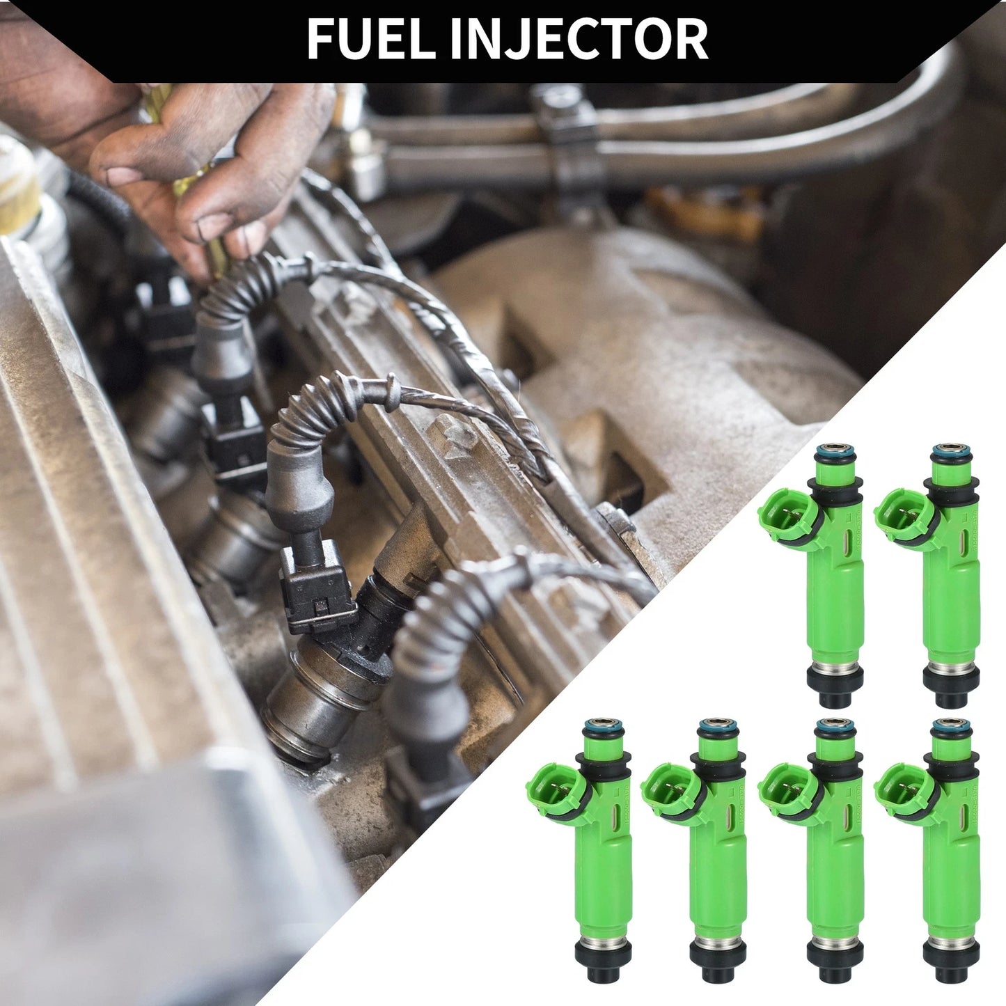 6 x Green Fuel Injectors for Mitsubishi Montero (1997-2003) 3.0L