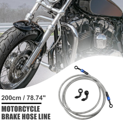 90 Degree Brake Hose 200cm Motorcycle Braided Line Tube Silver Tone for AN3
