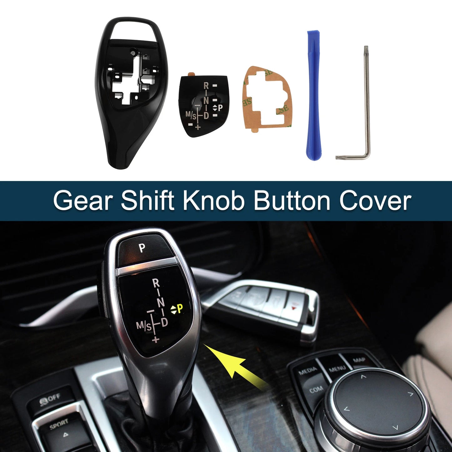 Black Gear Shift Knob Button Cover for BMW 1 Series F20 F21 F22 (2012-2019)