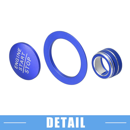 3 x Volume Switch Knob Engine Button Covers for Honda Civic (2022-2023) Blue