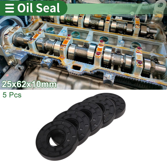 Oil Seal 25x62x10mm NBR Rubber High Pressure Black 5 Pcs