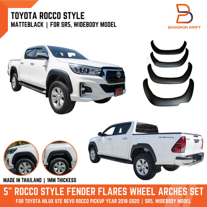 5" Matte Black Fender Flares for Toyota Hilux Ute (2018-2020)