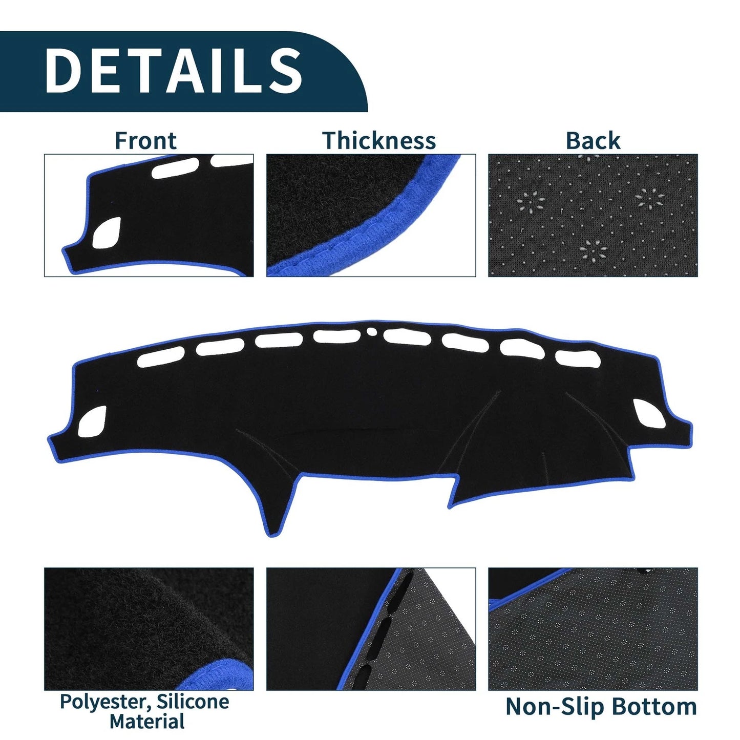 Dash Cover Mat for Subaru Forester SH Series (2007-2012) Black Blue