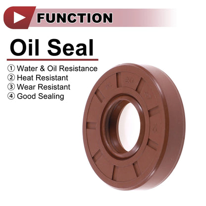Oil Seal 20x47x10mm FKM Rubber Brown 2 Pcs