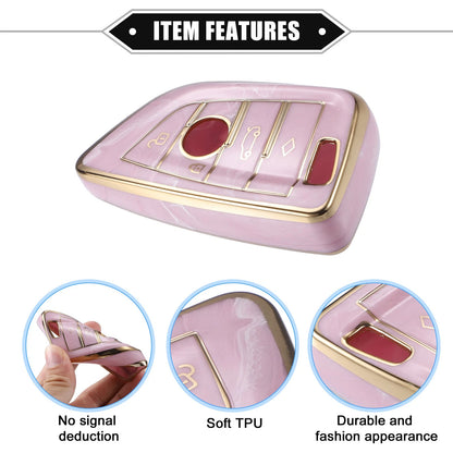 Buttons Smart Key Fob Cover Case for BMW 3 4 5 6 7 Series TPU Pink