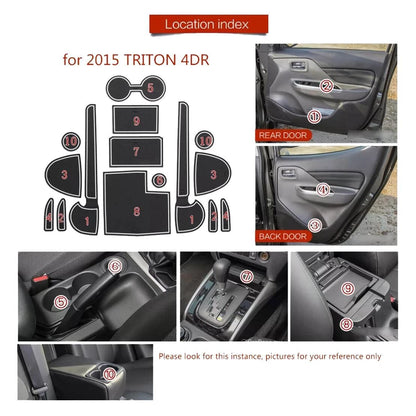 Door Slot Mats Pad for Mitsubishi Triton L200 Cab 4DR (2015-2020)