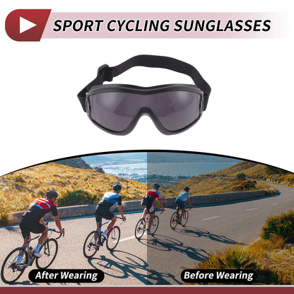 Motorcycle Riding Goggles Deep Gray Lens Black Frame PC PU Cycling Sunglasses