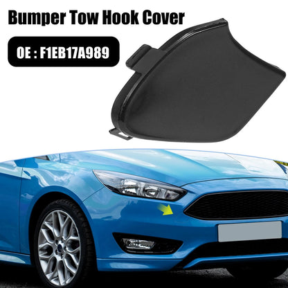 Black Front Bumper Tow Hook Eye Cover for Ford Focus MK3 (2014-2018)