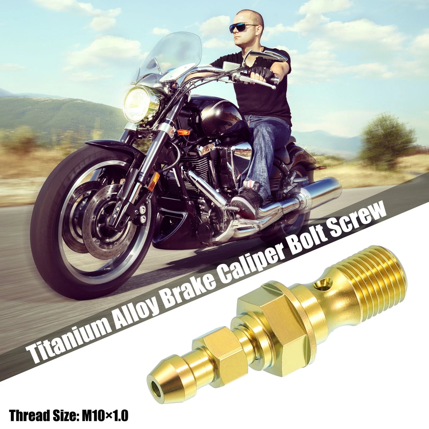 Master Cylinder Screw / 1x M10x1.0 / Titanium Alloy Gold Tone for Motorcycle