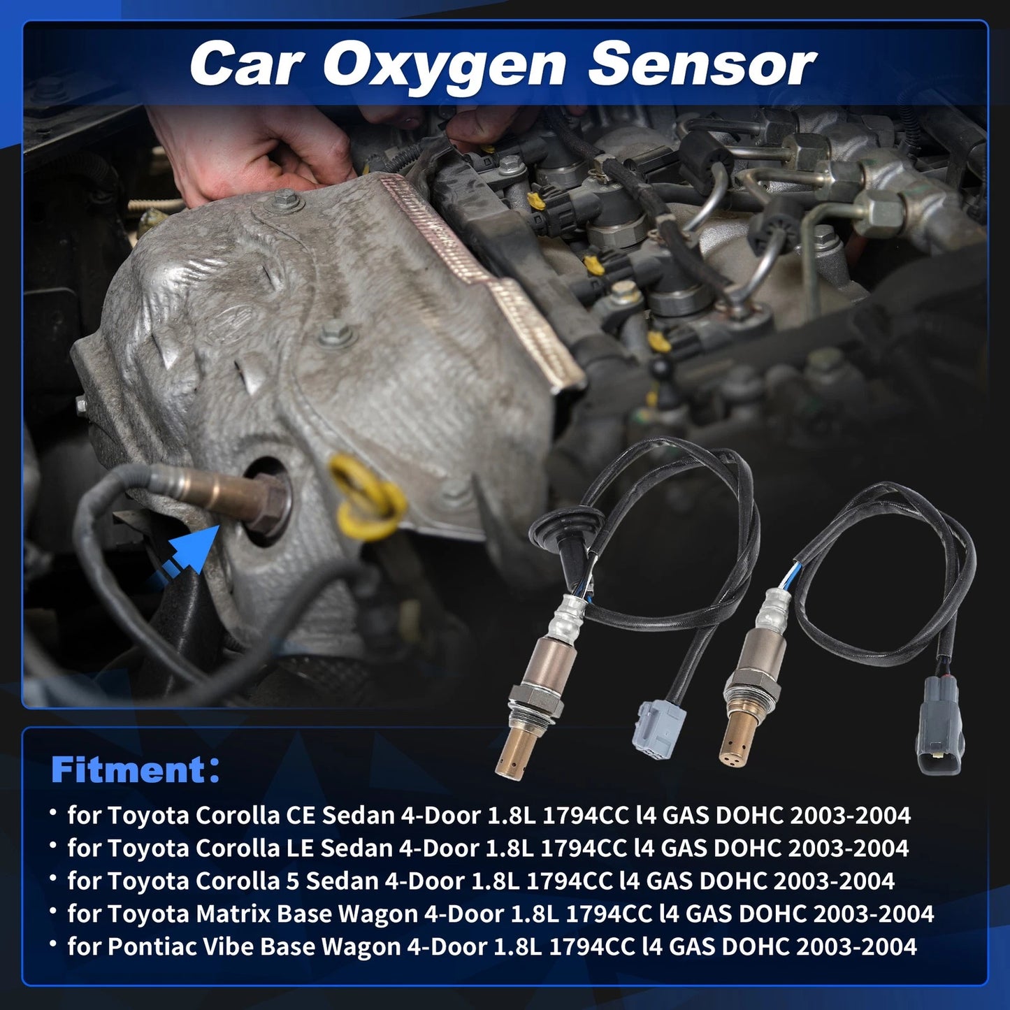2x Upstream & Downstream Oxygen Sensor for Toyota Corolla Sedan (2003–2004)
