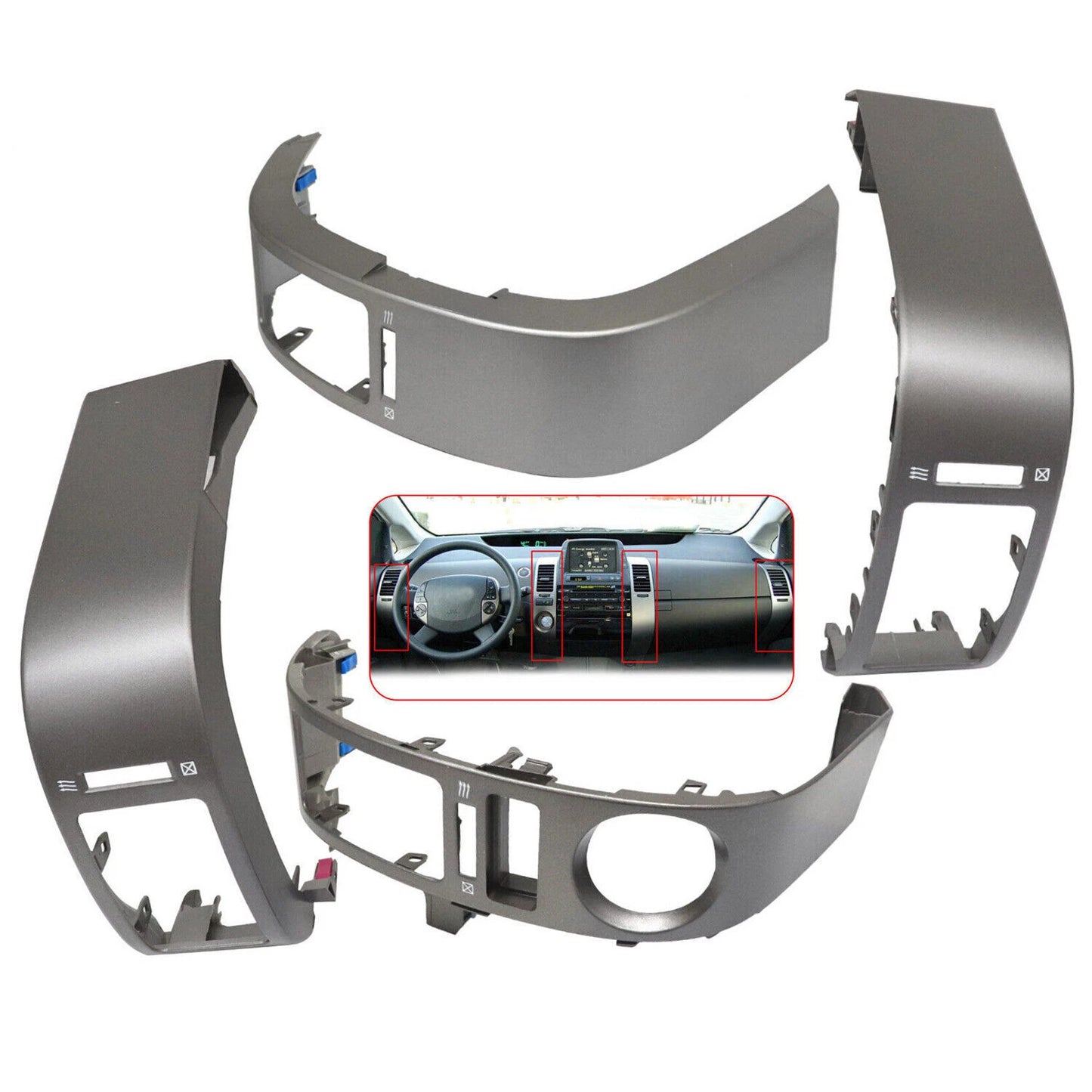 A/C Dash Air Vent Panel Cover Trim Set for 2004-2009 Toyota Prius