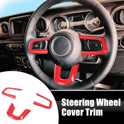 Steering Wheel Cover Trim Set for Jeep Wrangler JL JLU Sport (2018-2021) Red