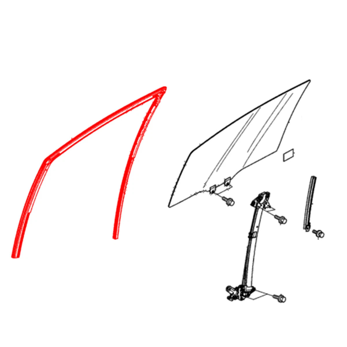 Front Door Window Glass Run Channel for Honda Fit Jazz 2015-2020