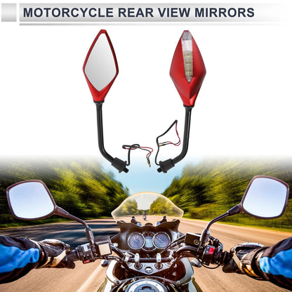 M10 Handlebar Mirrors for Motorcycle Rear View Black Red Iron Plastic 1 Set