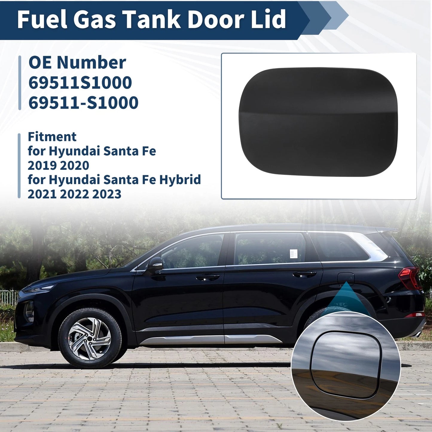 Fuel Tank Door for Hyundai Santa Fe 2019-2023 Gas Filler Door 2 x Covers
