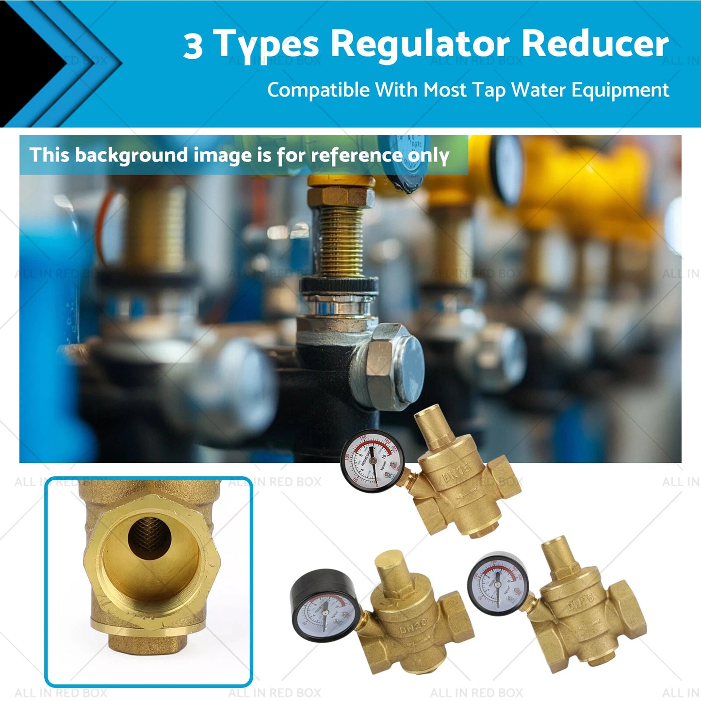 Brass Adjustable Water Pressure Reducing Valve with Gauge for DN15/20/25