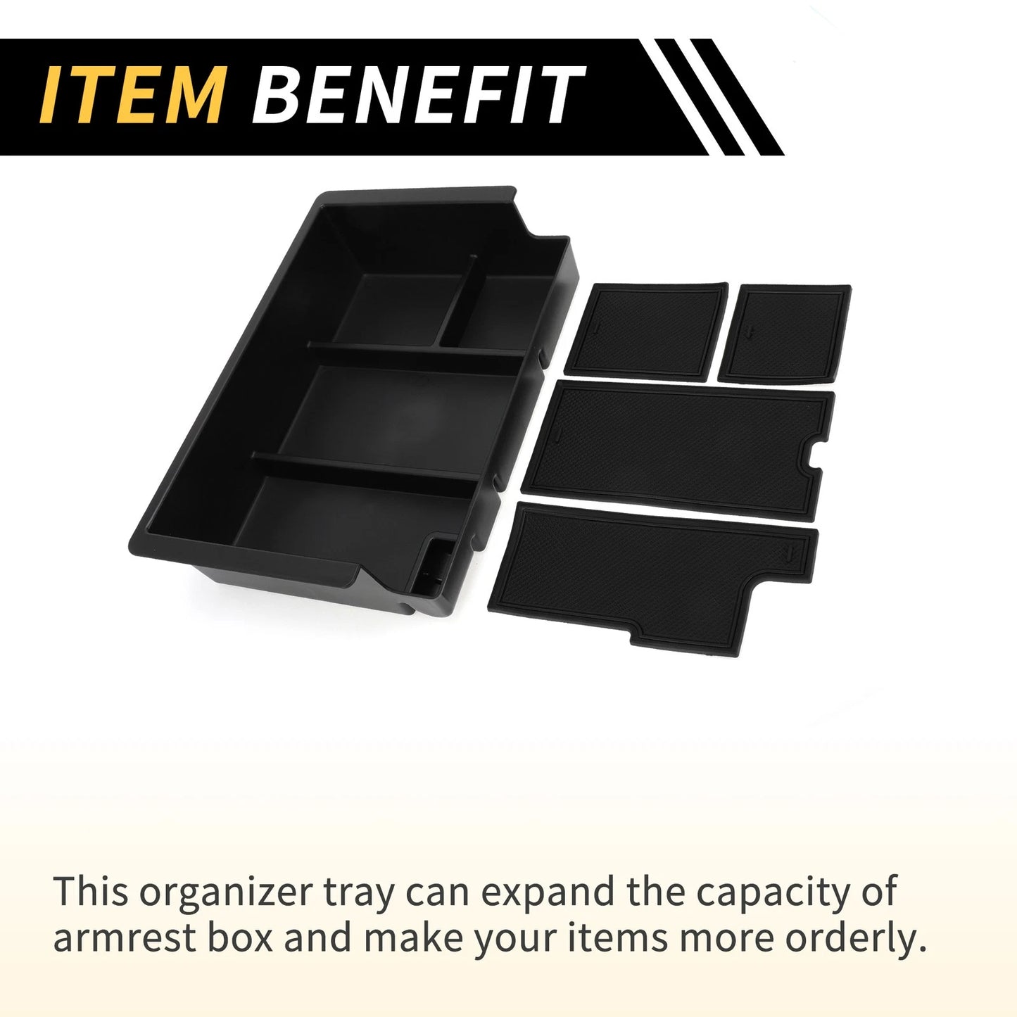 Center Console Tray for Chevy Silverado (2015-2019) Black