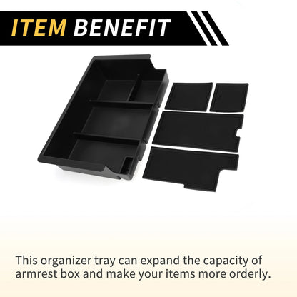 Center Console Tray for Chevy Silverado (2015-2019) Black