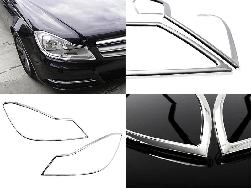 Head Light Bezel Cover Chrome for Mercedes Benz W204 (2012-2014)