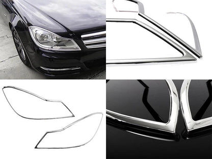 Head Light Bezel Cover Chrome for Mercedes Benz W204 (2012-2014)