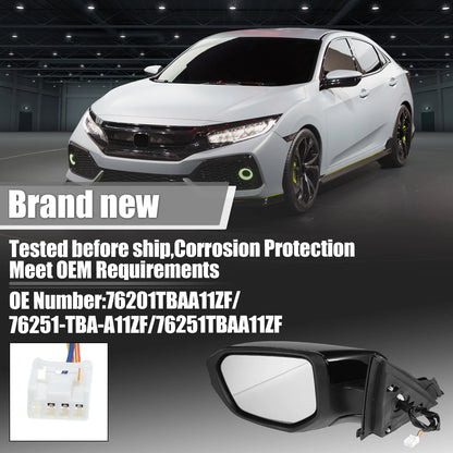 3 Pin Left Side Door Mirror Assembly Black for Honda Civic (2016-2021)