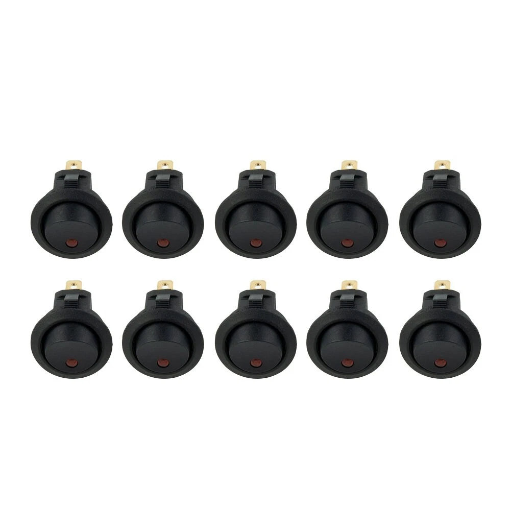 Rocker switch 10 x SPST 2-pin Red LED for Marine Boat Car RV Motorcycle