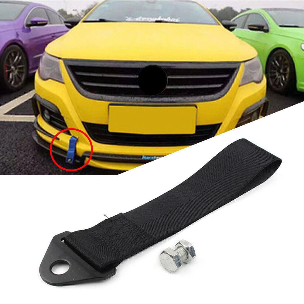 Racing Car Tow Strap for Universal Use - Black Towing Belt (2023)
