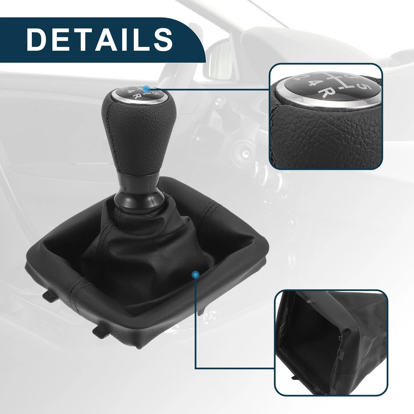 5 Speed Gear Shift Knob & Cover for Peugeot 206 Hatchback (2000-2010)