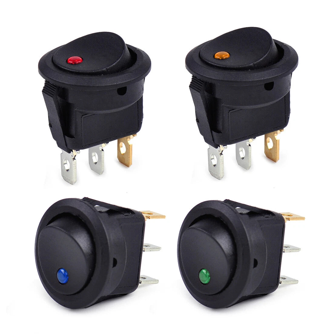8pcs 12V Round Dot LED Rocker Toggle Switch for Boat - (N/A)