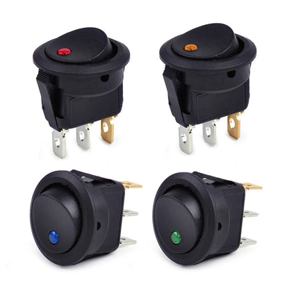 8pcs 12V Round Dot LED Rocker Toggle Switch for Boat - (N/A)
