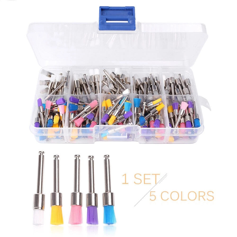 200PCS Dental Nylon Latch Polishing Brushes for Prophy - White/Colorful
