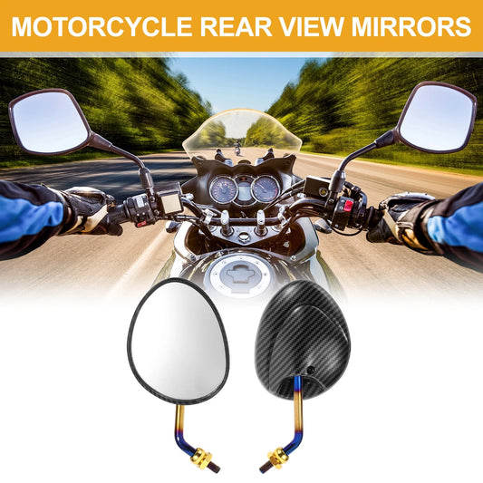 M10 Motorcycle Rear View Mirrors Side Mirror Carbon Fiber Pattern Black