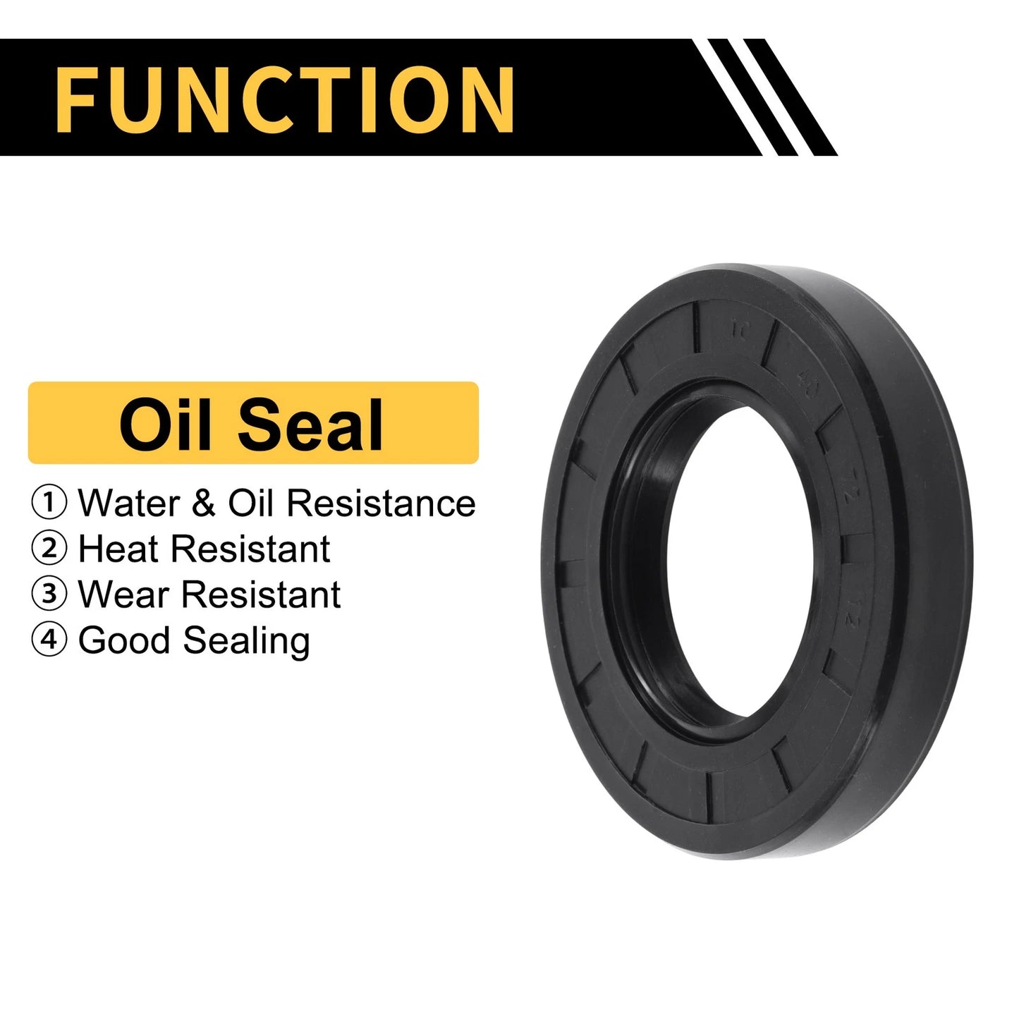 Oil Seal Rotary Shaft Seal NBR Rubber 40x72x12mm Black 5 Pcs