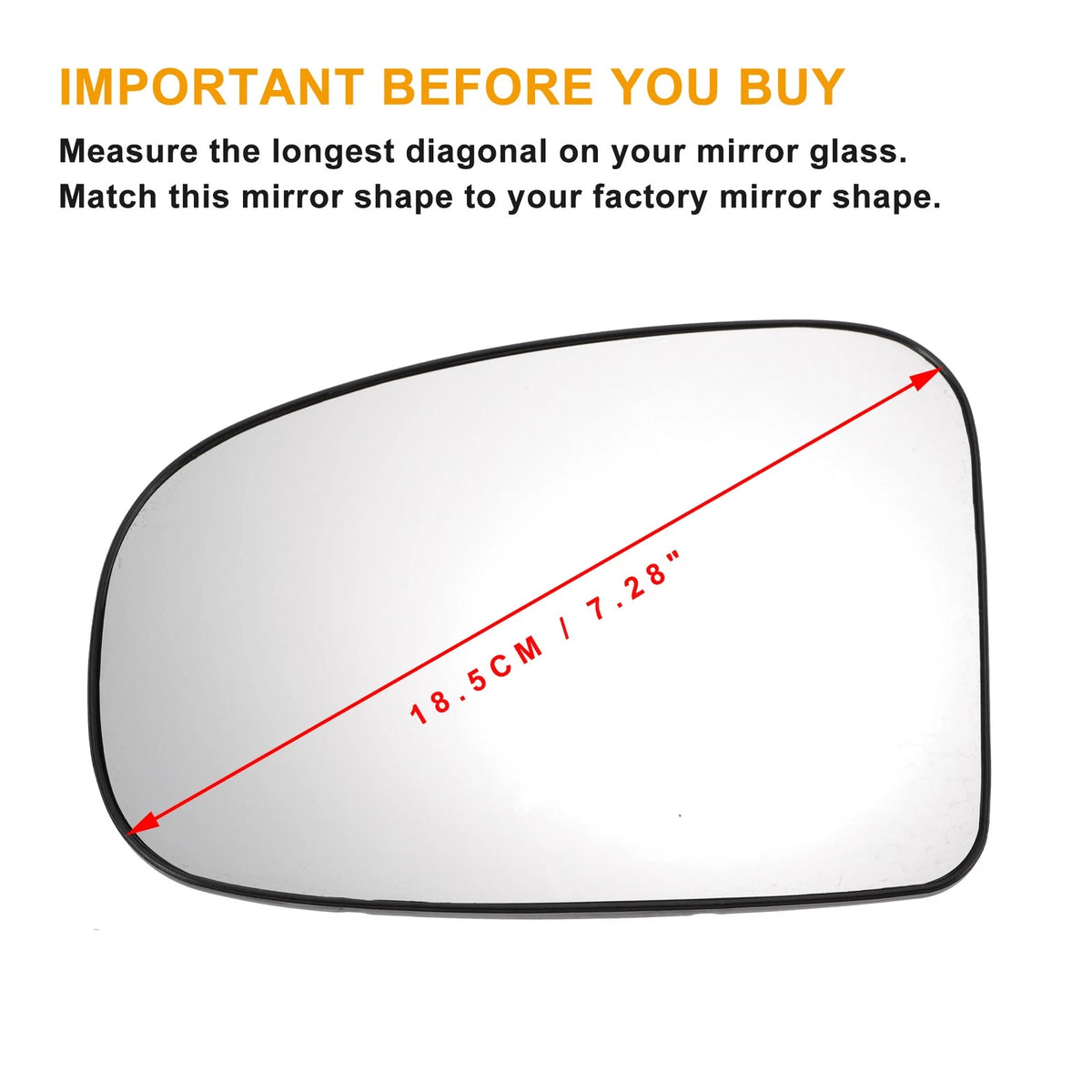 Car Left Side White Mirror Glass w/ Back Non-heated for Toyota IQ (2009–2016)