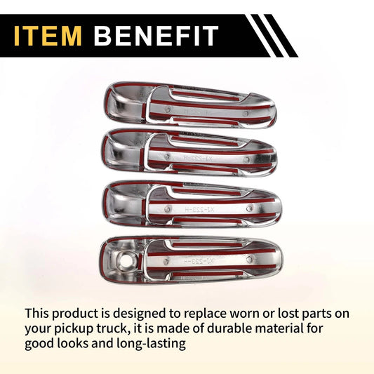 1 Set Car Door Handle Protector for Dodge Ram 1500 (2002-2008) Silver Tone