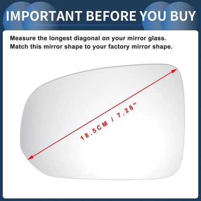 Left Side Heated White Mirror Glass for Volvo XC60 (2017-2022)
