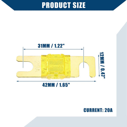 5 x 20A Mini ANL Fuses for Car Motorcycle - Gold Tone Yellow