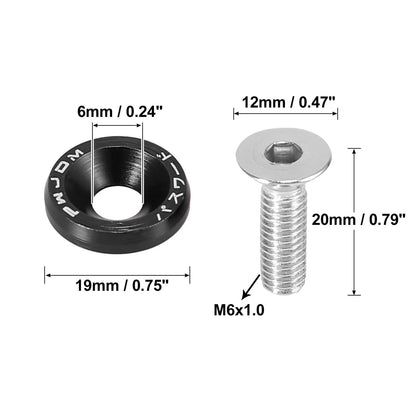 8 x Fastener M6 Bumper Washer Bolt Trunk Mudguard Hatch for Motorcycle