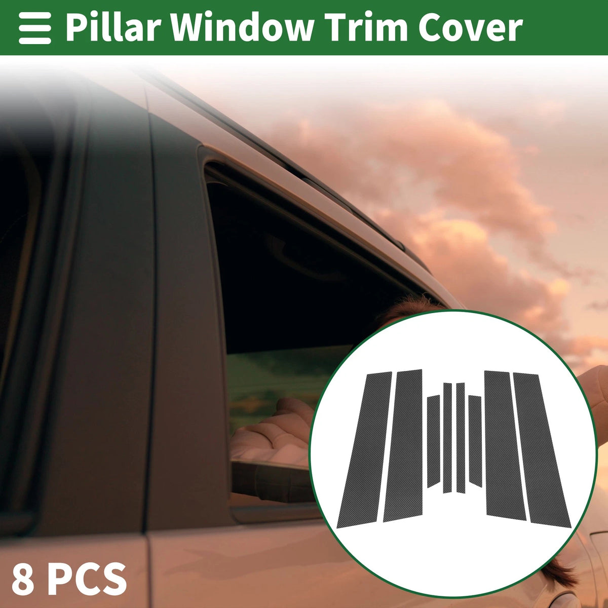 8 x Door Pillar Window Trim for BMW X4 (2014-2018) Carbon Fiber Pattern Black