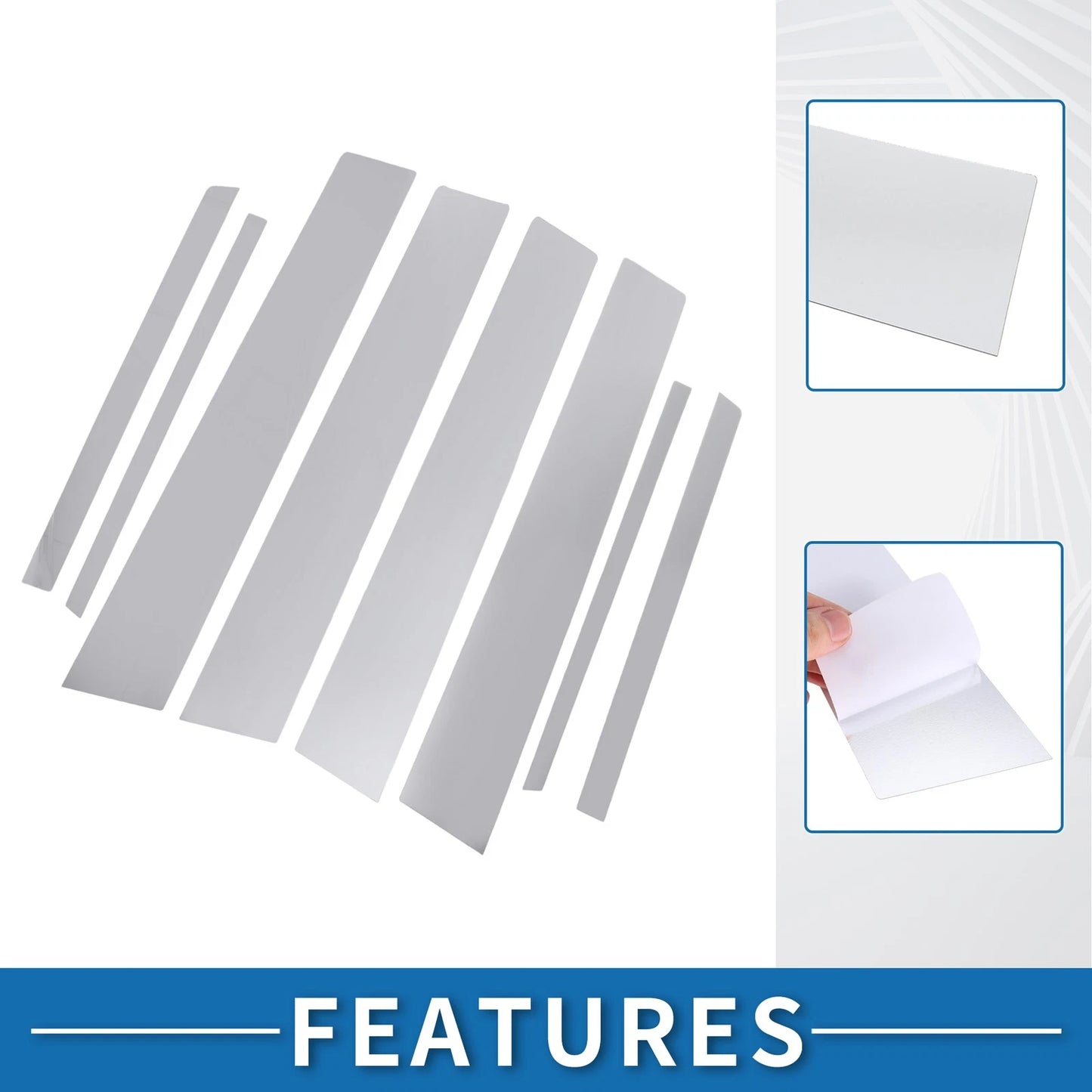 8 Pcs Chrome Silver Car Pillar Window Trim Covers for Toyota RAV4 (2013-2018)