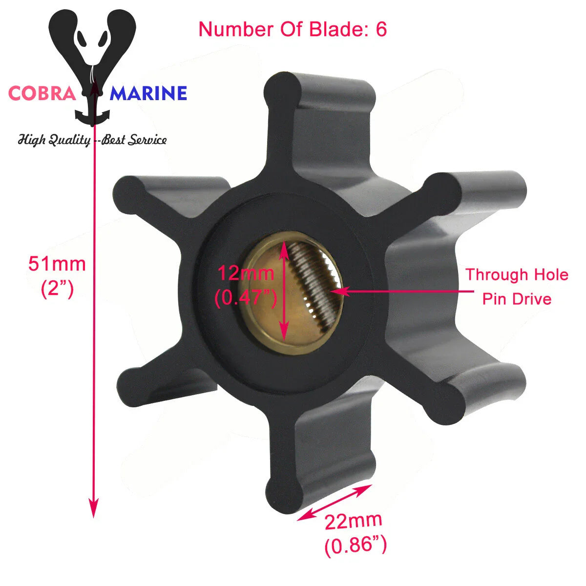 Water Pump Impeller for Johnson, Jabsco, Volvo