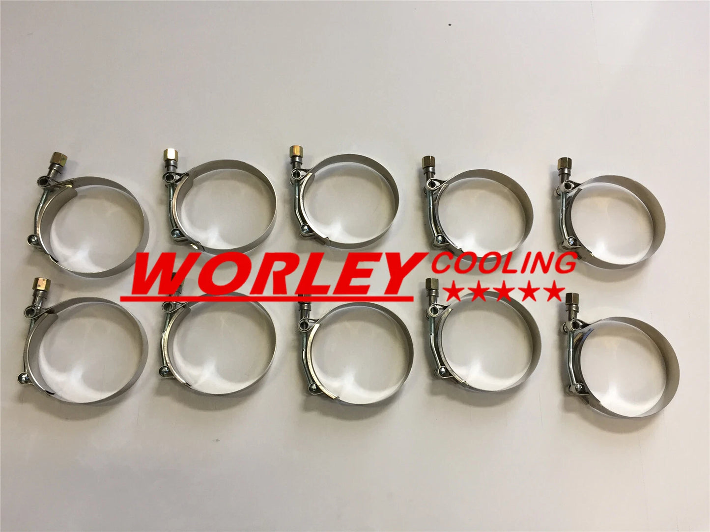 10 x 2.25" Stainless Steel T-Bolt Silicone Hose Clamps for QLD (1963-1970)