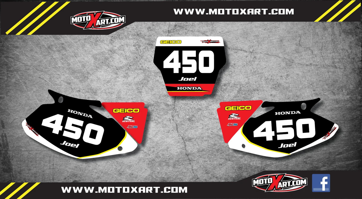 Custom Number Plate Graphics for Honda CR 250