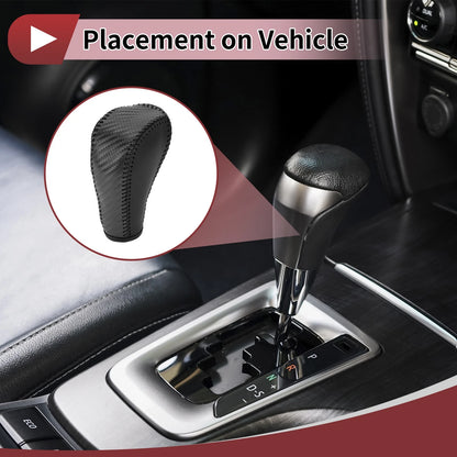 Gear Shift Knob Cover Black Carbon Fiber Faux Leather for Chevrolet