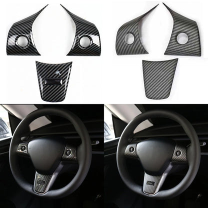 Carbon Fiber Interior Steering Wheel Trim for Tesla Model 3 (2017–2024)