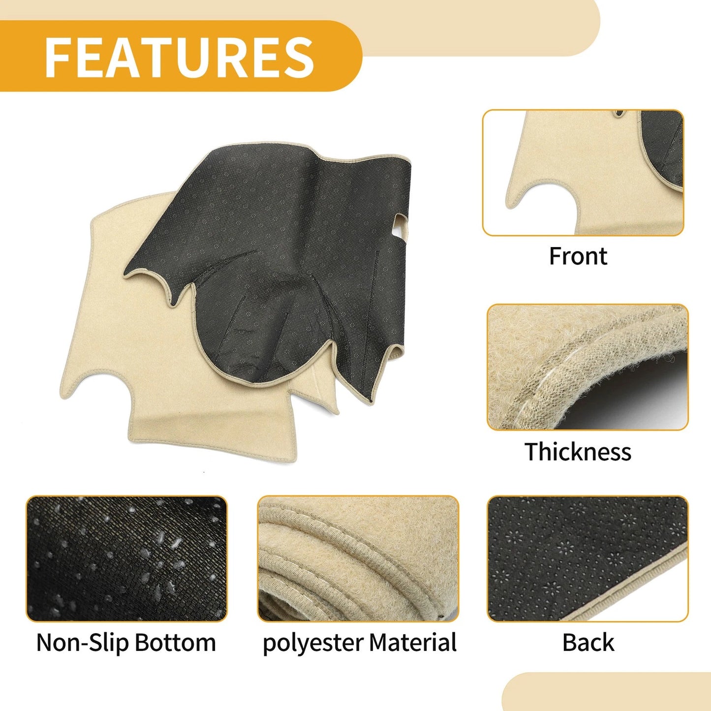 Dashboard Cover Mat for Ford Fiesta MK7 (2009-2017) Beige 1 Pc